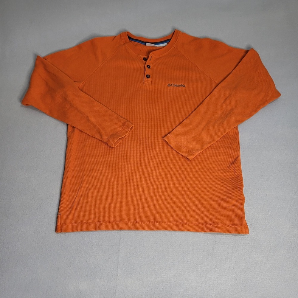 Columbia Endless Highs Henley Long Sleeve Waffle Knit Shirt Omni Wick Men's L